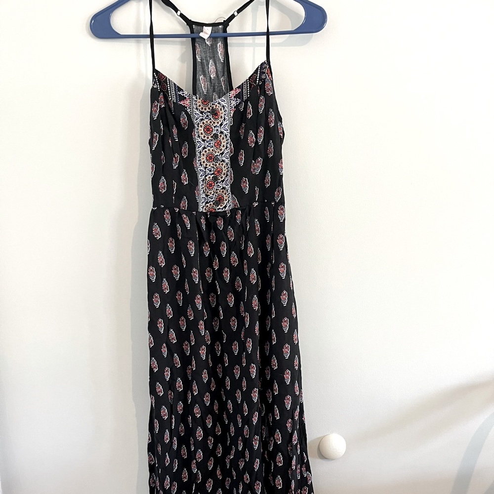 Black and pink maxi dress